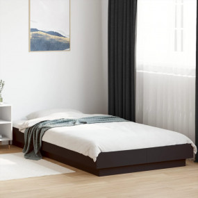 Bed Frame Black Engineered Wood, Plywood Single Bed Fra...