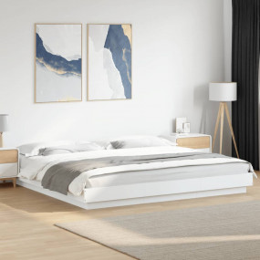 Bed Frame White Engineered wood 78.7x78.7 in  Minimalis...