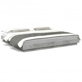 Bed Frame Concrete Grey Engineered wood Double Strong B...