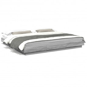 Bed Frame Grey Sonoma Engineered wood Full Bed Modern B...