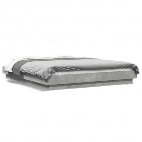 Bed Frame Concrete Grey Engineered Wood Full Durable Be...
