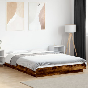 Bed Frame Smoked Oak Engineered Wood Full Modern Bed Fr...