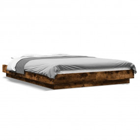 Bed Frame Smoked Oak Engineered Wood Full Modern Bed Fr...