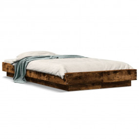 Bed Frame Smoked Oak Engineered Wood Twin Durable Bed F...