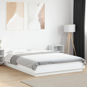 Bed Frame White Engineered wood Double Modern Bed Frame