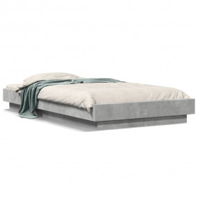 Bed Frame Concrete Grey Engineered Wood Single Minimali...