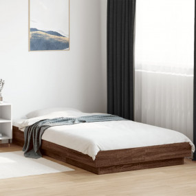 Bed Frame Brown Oak Engineered wood Twin Durable Bed Fr...