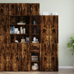 Slim Storage Cabinet Smoked Oak Engineered Wood Slim