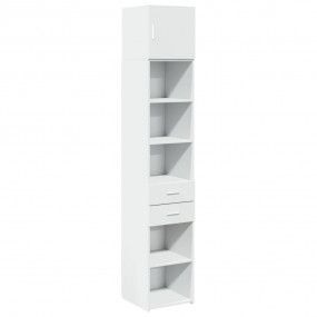 Slim Storage Cabinet White Engineered Wood Tall, Slim