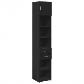 Slim Storage Cabinet Black Engineered Wood Slim