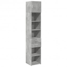 Slim Storage Cabinet Concrete Gray Engineered Wood Tall