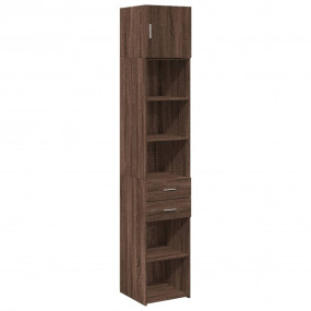 Slim Storage Cabinet Brown Oak Engineered Wood Tall