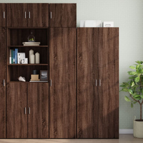 Slim Storage Cabinet Brown Oak Engineered Wood Tall