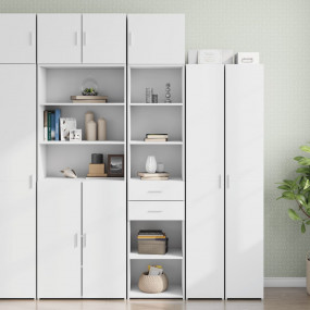 Slim Storage Cabinet White Engineered Wood Slim