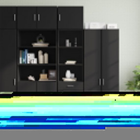 Slim Storage Cabinet Black Engineered Wood Tall, Slim