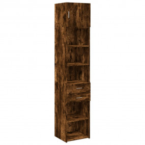Slim Storage Cabinet Smoked Oak Engineered Wood Slim