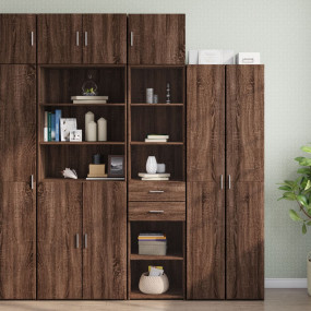 Slim Storage Cabinet Brown Oak Engineered Wood Large