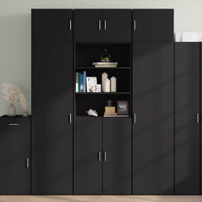 Storage Cabinet Black Engineered Wood Large Storage Cab...