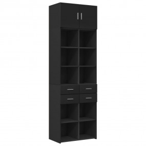 Storage Cabinet Black Engineered Wood Large Storage Cab...