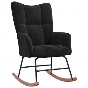 Rocking Chair Black Velvet (100% polyester), solid rubb...