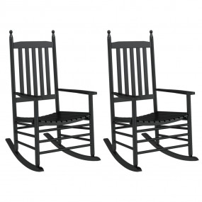 Rocking Chair Black Solid Poplar wood Standard Rocking ...