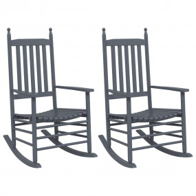 Rocking Chair Grey Solid Poplar Wood Standard  Durable