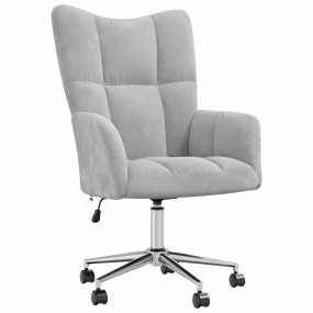 Relaxing Chair Light Gray Velvet (100% polyester), stee...