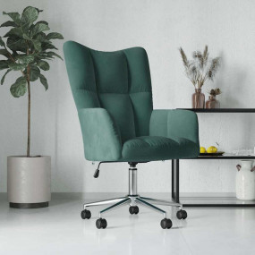 Relaxing Chair Dark Green Velvet (100% Polyester), Stee...