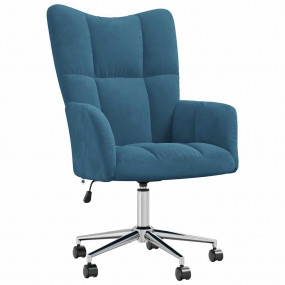Relaxing Chair Blue Velvet (100% polyester), steel Medi...