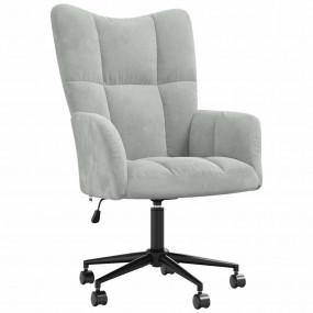 Relaxing Chair Light Gray Velvet (100% polyester), Stee...