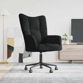 Relaxing Chair Black Velvet Height Adjustable