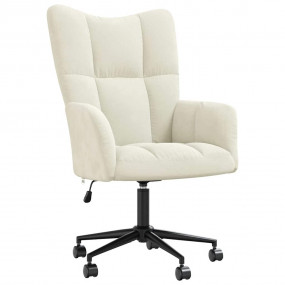 Relaxing Chair Cream White Velvet, Steel Medium Swivel