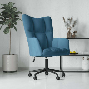 Relaxing Chair Blue Velvet, Steel Standard Height-Adjus...