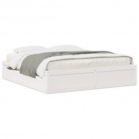 Bed Frame White Solid pine wood, Plywood Super King Min...