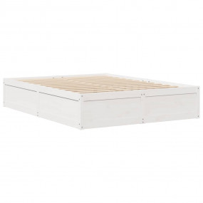 Bed Frame White Solid pine wood, Plywood 55 x 79 in Dur...