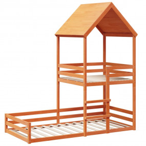 Bunk Bed Wax brown Solid pine wood, Plywood 35.4 x 78.7...