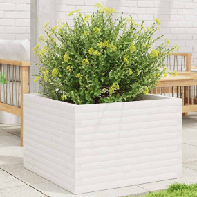Garden Planter White Solid Pine wood 27.6x27.6x18.1 in ...