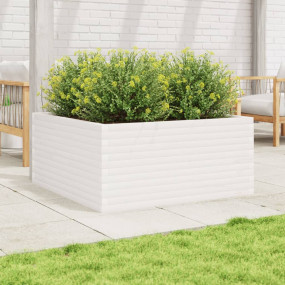 Garden Planter White Solid Pine Wood Large Garden Plant...