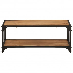 Coffee Table Natural Brown Solid Acacia Wood, Powder-Co...