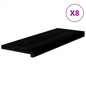 Stair Tread Set of 8 Dark Brown Solid Oak Wood 27.6 x 1...