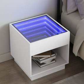 Bedside Table White Engineered wood, glass Large Bedsid...