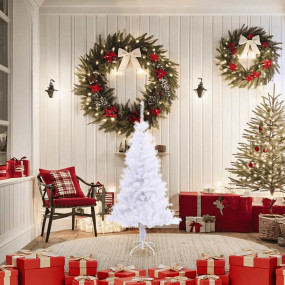 Artificial Christmas Trees White PVC 4 ft Collapsible