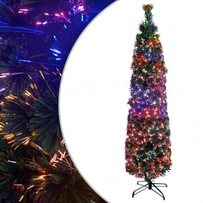 Christmas Tree Black and Green Fiber optic, Steel 7 ft ...