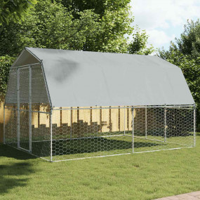 Dog Cage Silver Galvanized Steel Large Sturdy Dog Cage