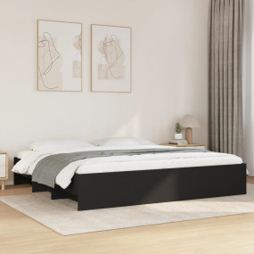 Bed Frame Black Engineered wood King Bed Frame Rectangu...