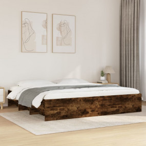 Bed Frame Smoked Oak Engineered Wood Super King Bed Fra...