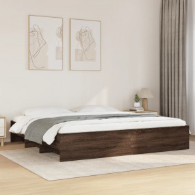 Bed Frame Brown Oak Engineered Wood, Plywood Super King...