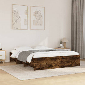 Bed Frame Smoked Oak Engineered wood 63x79 in Bed Frame