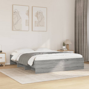 Bed Frame Gray Sonoma Engineered wood, Plywood Double B...