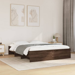 Bed Frame Brown oak Engineered wood Full Bed Frame Rect...